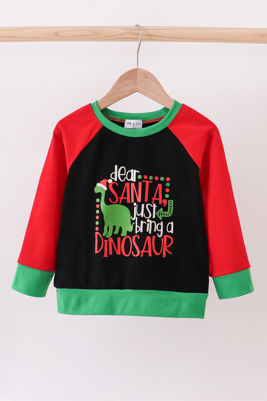 Black Dinosaur Print Top