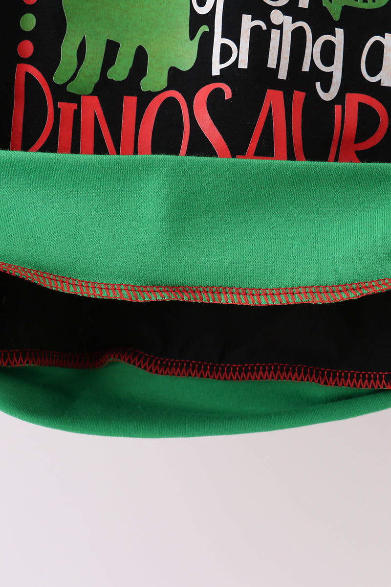 Black Dinosaur Print Top