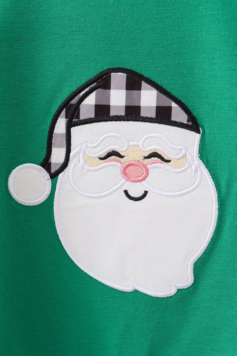 Green Santa Claus Applique Romper