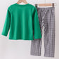 Green Santa Claus Applique Pants Set