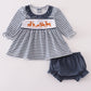 Navy Stripe Deer Embroidery Bloomer Set