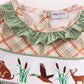 Green Hunting Duck Embroidery Girl Dress