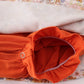 Rust Floral Print Deer Embroidery Ruffle Bubble