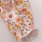 Rust Floral Print Deer Embroidery Ruffle Bubble