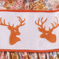 Rust Flroal Print Deer Embroidery Ruffle Dress