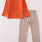 Rust Deer Embroidery Gingham Pants Set