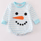 Blue Snowman Embroidery Stripe Bubble
