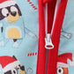 Blue Christmas Character Print Romper