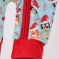 Blue Christmas Character Print Romper