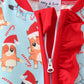 Blue Christmas Character Print Ruffle Romper