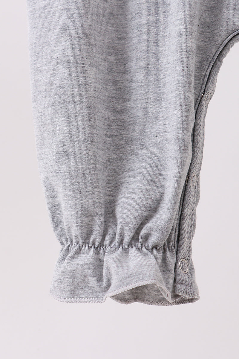 Grey Reindeer Applique Ruffle Romper