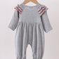 Grey Reindeer Applique Ruffle Romper