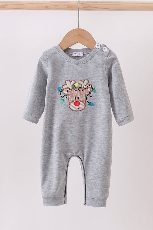 Grey Reindeer Applique Romper