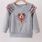Grey Reindeer Applique Ruffle Top