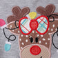 Grey Reindeer Applique Ruffle Top