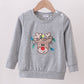 Grey Reindeer Applique Top