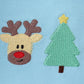 Blue Deer Tree Santa Embroidery Romper
