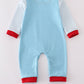 Blue Deer Tree Santa Embroidery Romper
