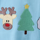 Blue Deer Tree Santa Embroidery Pants Set