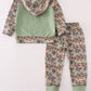 Green Camouflage Cow Tractor Applique Pants Set