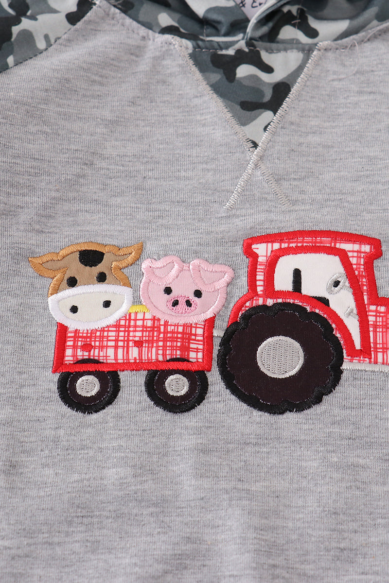 Camouflage Farm Tractor Applique Pants Set
