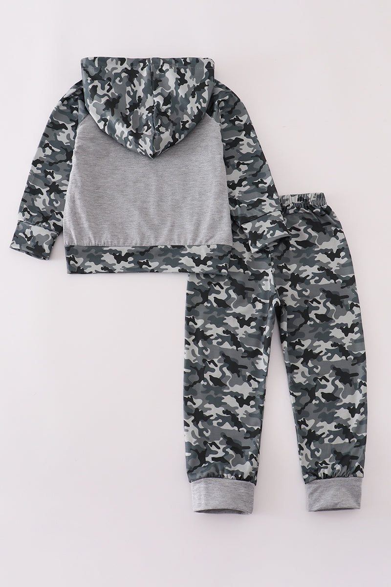 Camouflage Farm Tractor Applique Pants Set