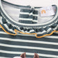 Green Stripe Cow Pumpkin Applique Dress