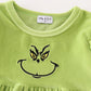 Green Velvet Christmas Charactor Embroidery Mom&Me Dress