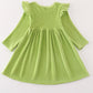 Green Velvet Christmas Charactor Embroidery Mom&Me Dress