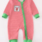 Red Stripe Christmas Reindeer Embroidery Boy Romper