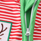 Red Stripe Christmas Reindeer Embroidery Boy Romper