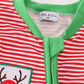 Red Stripe Christmas Reindeer Embroidery Boy Romper