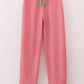 Red Stripe Christmas Reindeer Embroidery Women Pajamas Pants