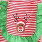 Red Stripe Christmas Reindeer Embroidery Women Pajamas Pants