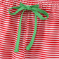 Red Stripe Christmas Reindeer Embroidery Women Pajamas Pants