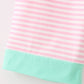 Pink Stripe Christmas Santa Claus Embroidery Women Pajamas Pants