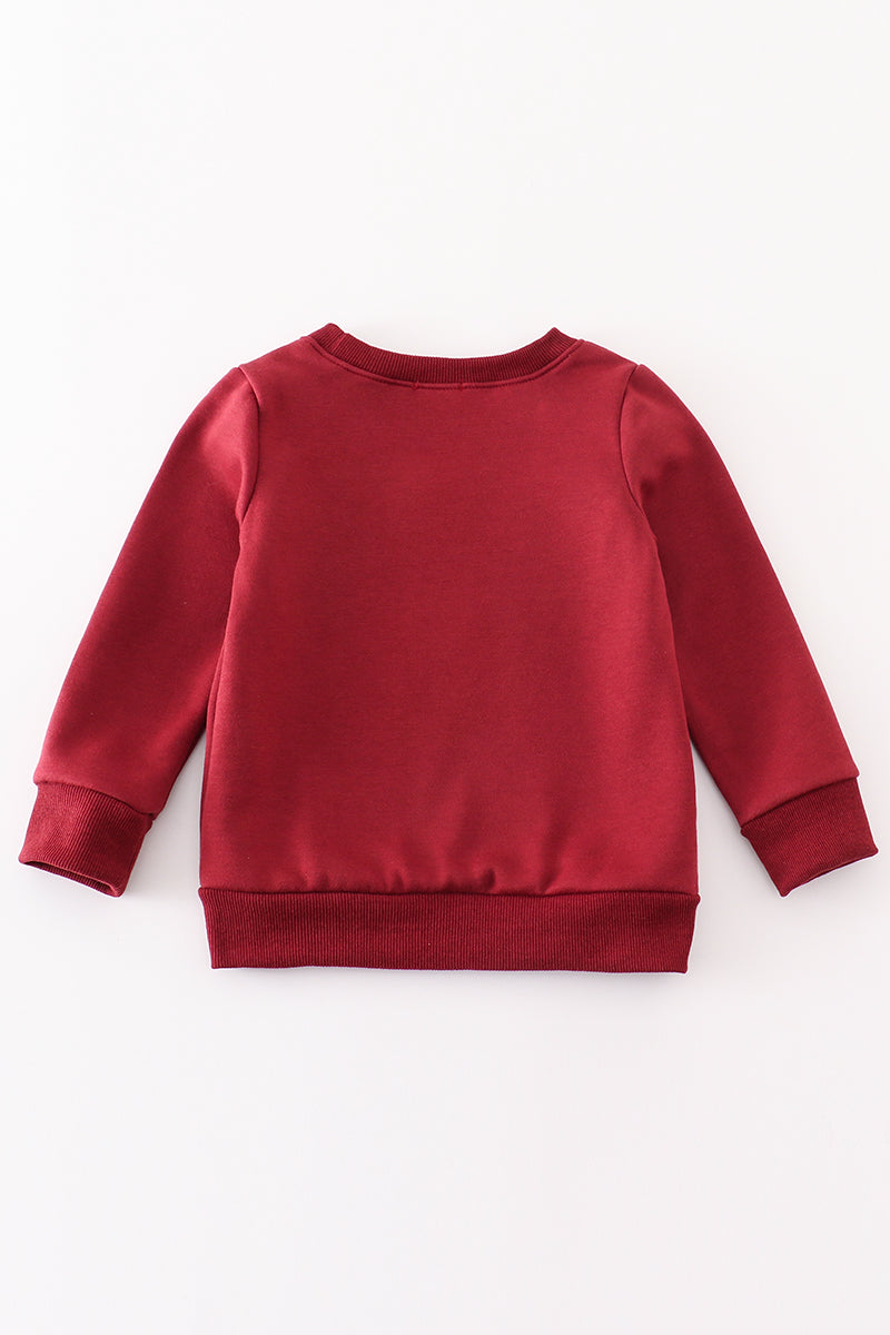 Maroon Thankful Fleece Mom&Me Sweatshirt