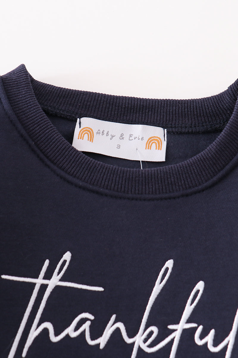 Navy Thankful Fleece Mom&Me Sweatshirt