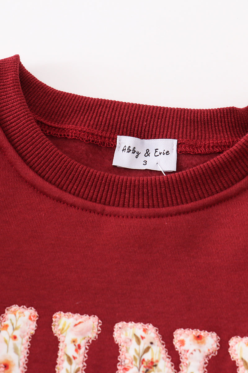 Maroon Mama&Mini Applique Fleece Mom&Me Sweatshirt