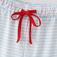Blue Stripe Christmas Santa Claus Embroidery Men Pajamas Pants