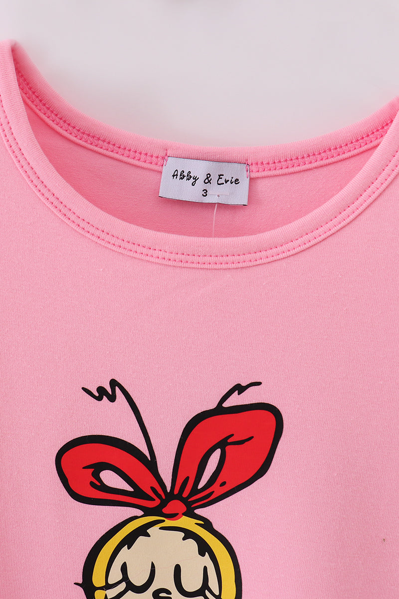 Pink Character Print Girl Dress