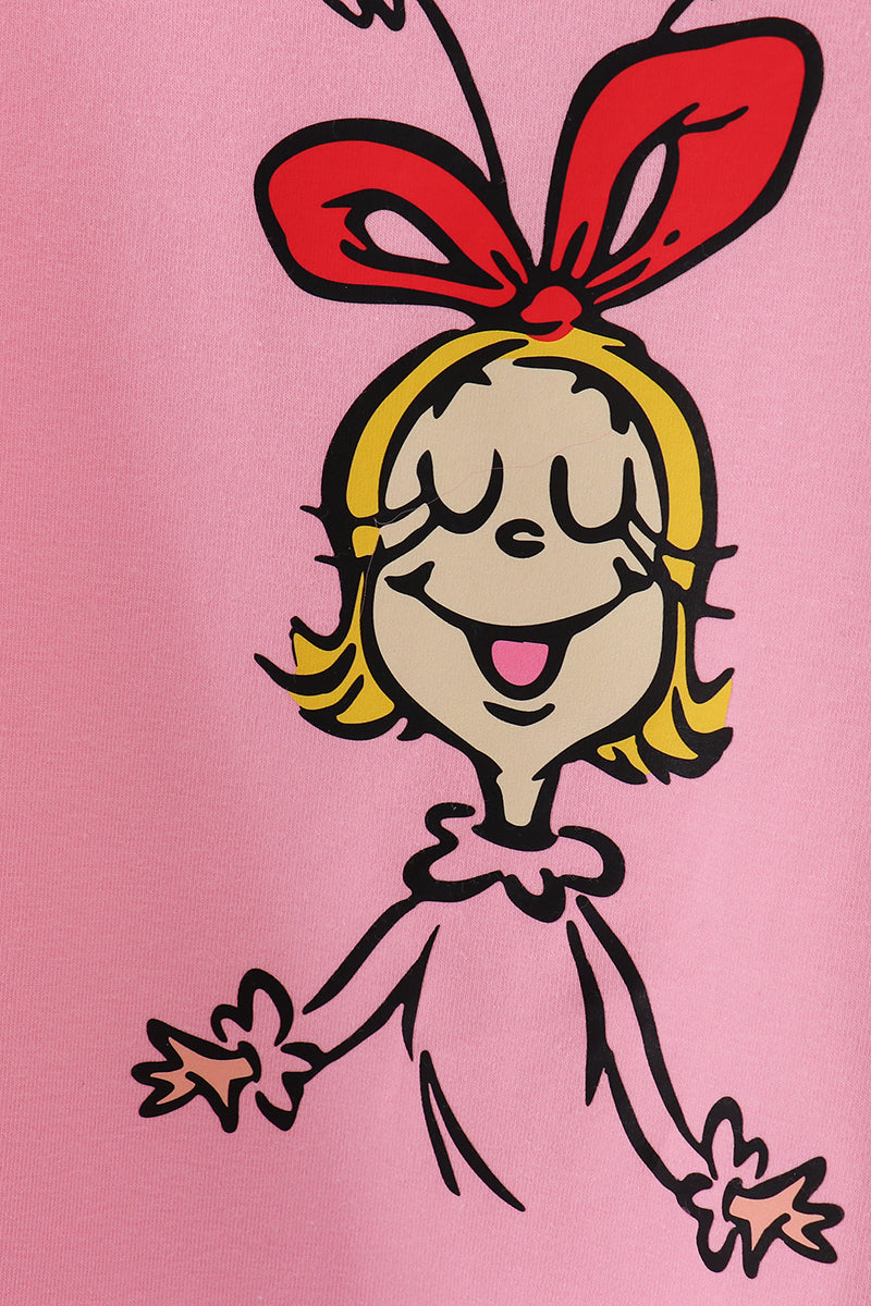 Pink Character Print Girl Dress