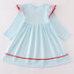 Blue Christmas Camper Van Applique Dress