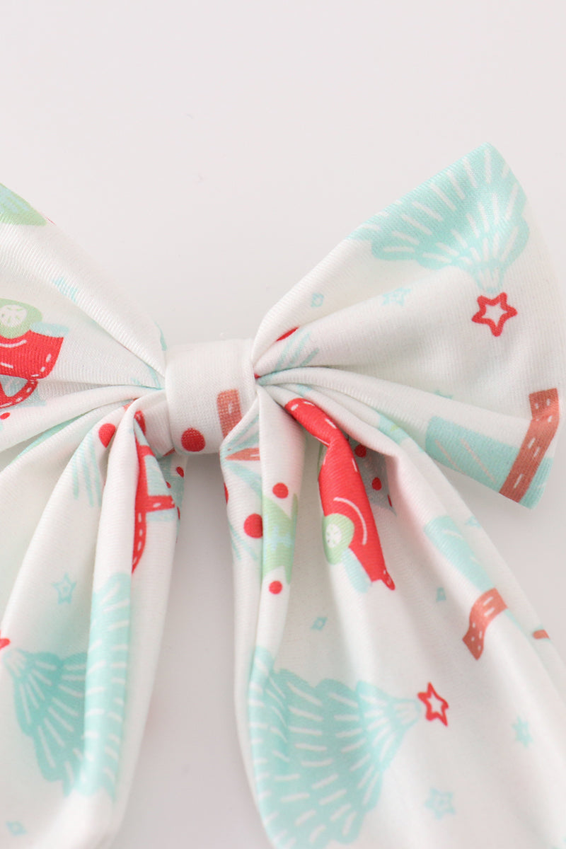 Christmas Tree Car Print Hair Sailor Bow