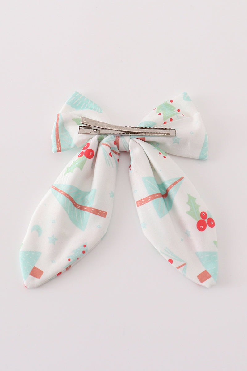 Christmas Tree Car Print Hair Sailor Bow