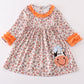 Coral Floral Cow Applique Dress