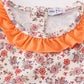 Coral Floral Cow Applique Dress