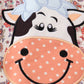 Coral Floral Cow Applique Dress