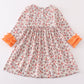Coral Floral Cow Applique Dress