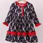 Navy Deer Print Ruffle Dress